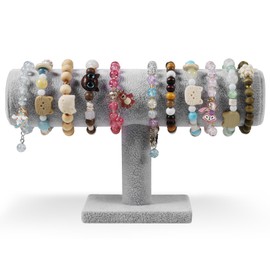 RingsTown T-Bar Bracelet Display Stand for Selling, Jewelry Storage, Bracelet Holder Stand, Earring, Bangle, Jewelry Business Supplies, Watch holder for Women & Men (Gray Velvet)