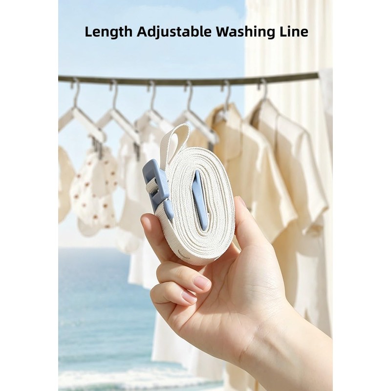 3.5M Adjustable Nylon Washing Line, Wide Webbing Clothes Rope with
