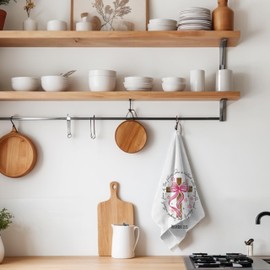 INDAJEDN Easter Kitchen Towels, Pink Bow Dish Towels, Christian Hand Towels, Tea Towels, Christian Decor, Easter Decorations, Easter Christian Gifts for Women, 16x24 Inches