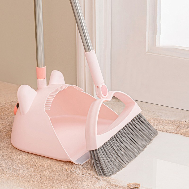 Broom Dustpan Set Upright Standing Combo Household Cute Non Stick