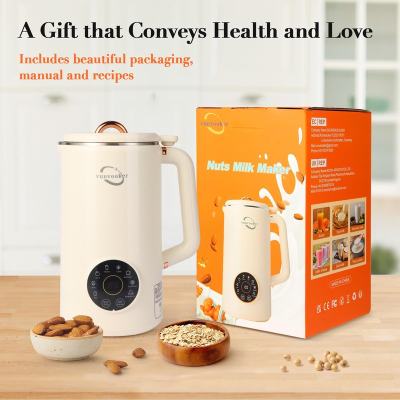 VUNVOOKER 8 in 1 Multi Functional Nut Milk Maker Machine,