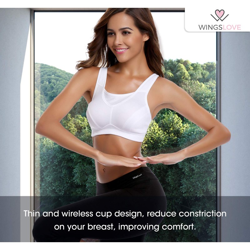 WingsLove - Brasier Deportivo para Mujer, Cobertura Completa, de Alto