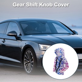TUCKBOLD Car Gear Shift Knob Cover Automotive Manual Stick Shifting Handle Protector Leopard Print Gradient Blue-Purple,White 1 Pc 6.69"x4.53" Polyester