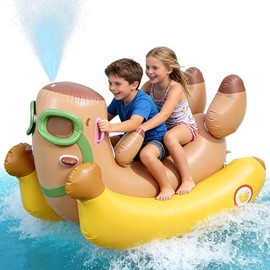 Skirfy 72" Inflatable Swimming Pool Float for Kids with Sprinkler for Yards, 3-in-1 Summer Water Toys Large Pool Raft Outdoor Party Toys