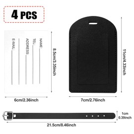 4 Pcs Luggage Tags, Leather Suitcase Tags, Luggage Tags for Suitcases with Adjustable Strap Privacy Protection Cover for Preventing Loss of Bags and Suitcases