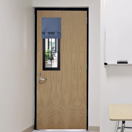 RYB HOME Classroom Door Window Cover, Blackout Shades for Classroom Windows and Doors Cover Lockdown Shades, Room Darkening Design Blocks Views, W 8 x L 36, 1 Panel, Stone Blue