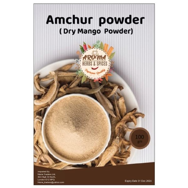 Amchoor Powder | Dry Mango powder | 100gm | Premium Quality | All Natural | No Color | Gluten Free Ingredients | Vegan | Non-GMO | No Salt or fillers