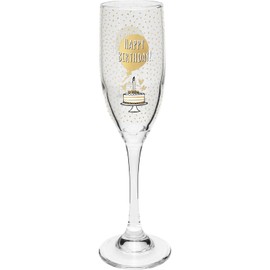 GRUSS & CO Champagne glass with "Happy Birthday" motif, printed Secco glass, height 22.3 cm, 20 cl, gift for birthday, Valentine's Day, 47828