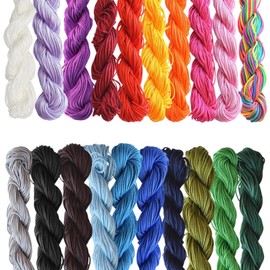 1 mm Silk Nylon Cord - Nylon Cord for Bracelets, Colourful Macrame Yarn 1 mm, Silk Nylon Cord for DIY Jewellery, Necklace, Bracelet, String, Braided, Beads, Crafts, Bracelets Knotting