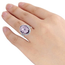 Orchid Jewelry 925 Sterling Silver Statement Rings For Women - Delightful 7.3 Carats Pink Amethyst with perfect Bezel Setting in a Oval Shape