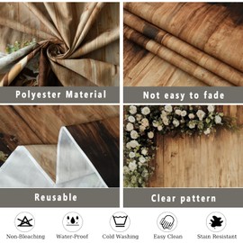 DASHAN 7x5ft Polyester Wedding Backdrop Rustic Floral Wood Wall Bridal Shower Backdrop Birthday Party Reception Ceremony Photography Background Valentine's Day Kids Birthday Party YouTube Photo Props