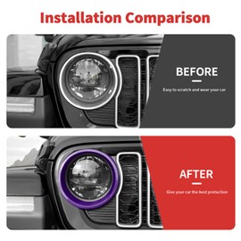 SQQP Headlight Turn Light Cover Trim Compatible with 2024+ Jeep Wrangler JL JLU & Gladiator JT Exterior Accessories (Purple)