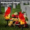 Baquler 2 Pack Cardinal Solar Lights Cardinal Outdoor Decor Red