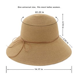 NAMANANA Women's Sun Hats Wide Brim Straw Hat Summer Beach Hat Foldable Packable Cap for Travel Sun Hats for Women Straw Sun Hats for Women Brown