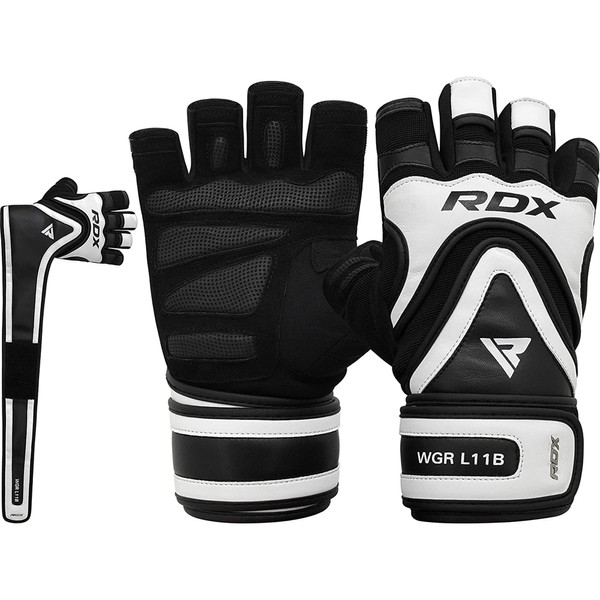 RDX Weight Lifting Gloves for Gym Training - Long Wrist Support Strap with Anti-Slip Palm Protection - Grips for Fitness, Bodybuilding, Powerlifting, Strength Training, Weight Lifting and Exercise