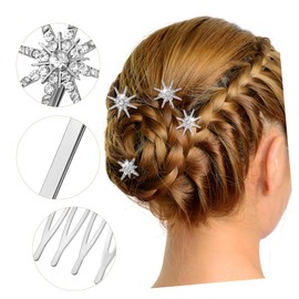 WOONEKY Bridal Hair Accessories 8 Silver Sparkly Hairpins Wedding Hair Styling Pins for Women