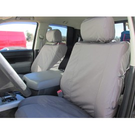 Durafit Seat Covers, Made to fit 2007-2013 Tundra and Sequoia Front Bucket Seat Covers in Gray Waterproof Endura with Adjustable Headrests and Side Impact Airbags