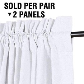 H.VERSAILTEX Linen Look 100% Blackout Curtains 45 Inches Long for Bedroom Full Light Blocking Rod Pocket 42 Inches Wide Linen Textured Thick Window Curtain Drapes with White Backing, Ivory, 2 Panels