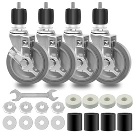 5 Inches Prep Table Wheels, Expanding Stem Caster Wheel Set of 4 with Brake, fit for 1-1/2" and 1-5/8" ID Tube Leg for Stainless Steel Table, Furniture, Commercial Kitchen Prep Tables, Cart (1400LBS)