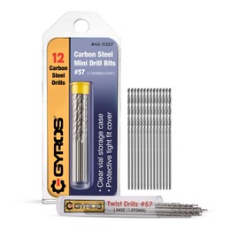 GYROS 12 PCS #57 Micro Drill Bit Set – Small Drill Bits for Jewelry, Plastic, Resin, & Soft Metal – Carbon Steel Wire Gauge Mini Twist Drill Bit Set for Pin Vise Hand Drill & Rotary Tool