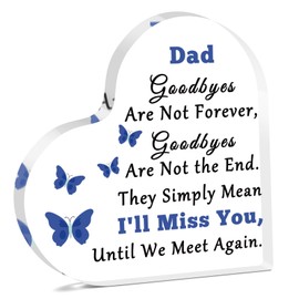Dad Memorial Gifts Sympathy Acrylic Plaque Bereavement Gifts for Loss of Father In Memory of Dad Papa Heart Shaped Acrylic Plaque Remembrance Sympathy Gifts for Loss of Father Desk Decor Signs