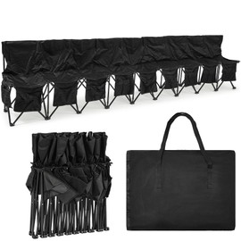 Wonderjune Portable 9 Seat Soccer Bench Chairs Foldable Team Sports Bench with Pockets and Carrying Bag for Sports Team Camping Soccer Basketball Football Practice Games