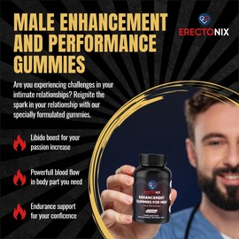 ERECTONIX Enhancement 60 Gummies for Men - Love Life Booster - with Maca Root, Tribulus and More - Designed to Boost High Stamina - Men’s Extra Strong Dietary Supplement UK Original