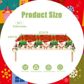 2Pcs Plastic Christmas Table cloths,Large Xmas Tablecloths Party 137x274cm Rectangle Red Snowman Christmas Tablecloth Party Table Cover for Christmas Party Tableware Decorations Party Tablecloth