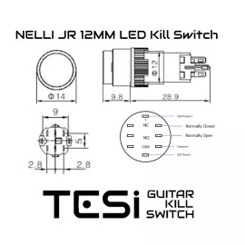 Tesi NELLI JR 12MM LED Pushbutton Momentary Guitar Kill Switch EVH Style Blue