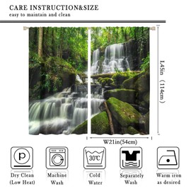 Waterfall Curtains, Spring Nature Theme Landscape Pattern in Forest, Blackout Thermal Curtains for Bedroom Living Room, 2 Panel Set, 42X45 Inch