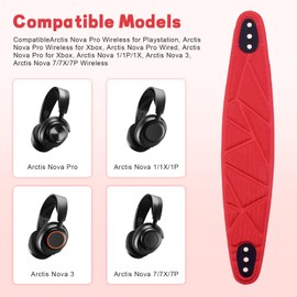 Arctis Nova Pro Headband Pad, Replacement Headband for SteelSeries Nova 7 Headphones - Compatible with Nova 1/1P/1X, Nova 3/4, Nova 5/5X/5P, Nova 7/7X/7P Gaming Headsets (Red)