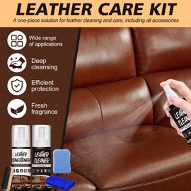 JAOJAO Leather Furniture Cleaner and Conditioner, Leather Care Kit with Towel Brush Sponge Clean Soften Protect Restore Leather for Leather Sofa Car Seat Bag Cleaning Care, 200ml