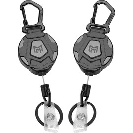 MNGARISTA 2-Pack Retractable Keychain, Heavy Duty Carabiner Badge Holder, Tactical ID Badge Reel Key Chain with 31.5” Steel Retractable Cord, 8.0 oz