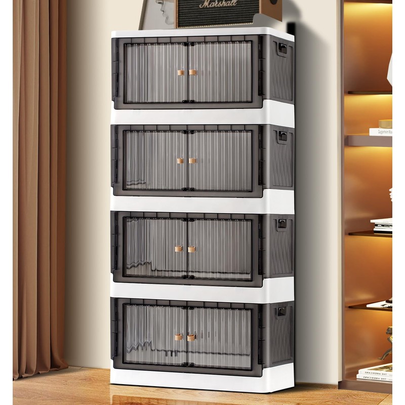 EHAMILY Stackable Storage Bins with Lid Set 4 Pack,8.4 Gal