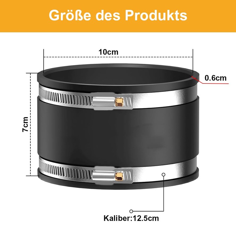 100 mm flexible rubber sleeve, rubber coupling with stainless steel