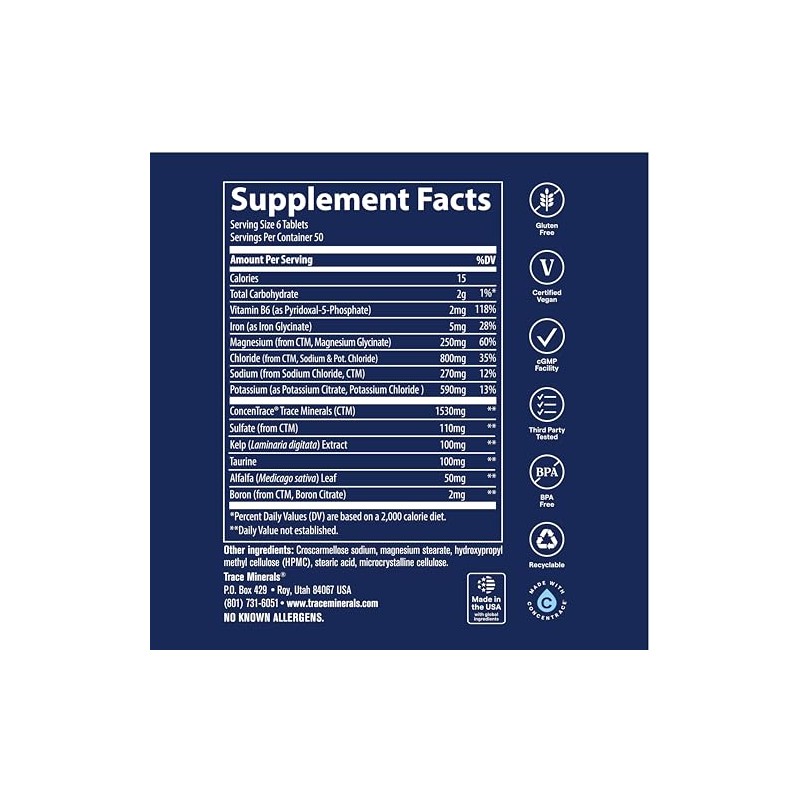 Trace Minerals Electrolyt Stamina Tabletas Resistencia Electrolítica Magnesio Potasio Aumentar