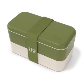 monbento - Lunchbox mit Fächern MB Original Olive Recycled Made in France aus Recyceltem Material - Lunchbox Auslaufsicher - Perfekt für Büro/Meal Prep/Picknick - BPA Frei - Lebensmittelbehälter
