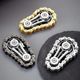 Metal Chainring Fidget Spinner, Durable Bicycle Chain EDC Toy for Adults, Ideal for Relaxation and Stress Relief, Stress Relief Toy:_Black_one piece