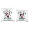 Santa's Little Baker Kawaii Baby Santa Baking Christmas Throw Pillow
