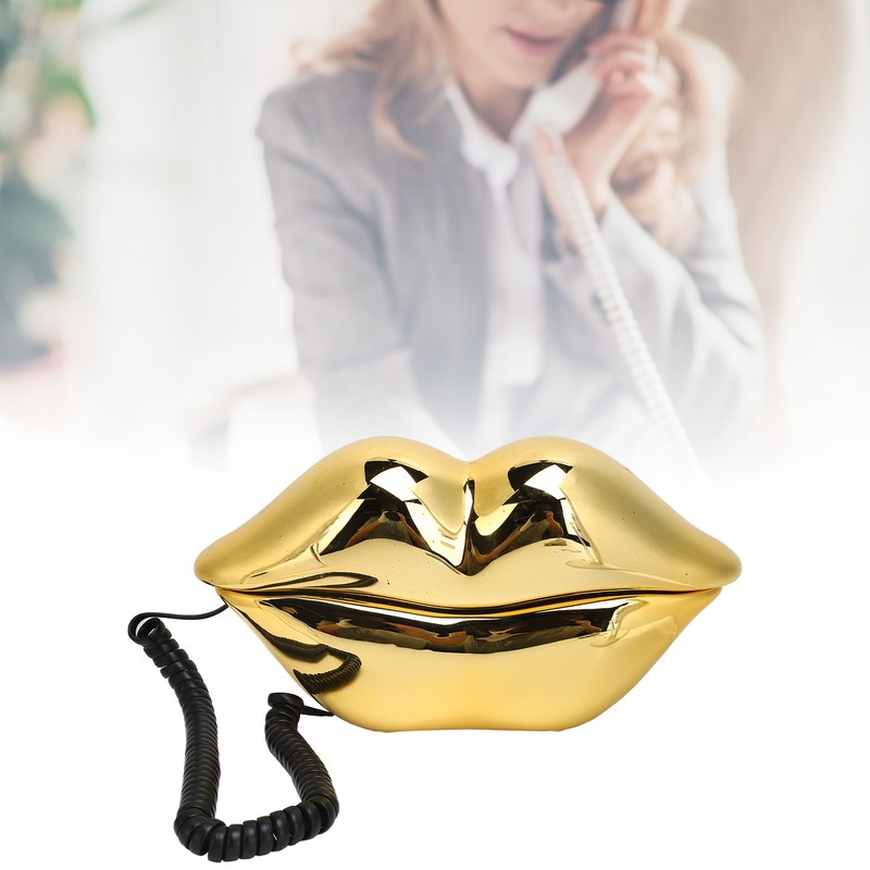 Electroplating Golden Lip Shape Telephone with Telephone Line for Home