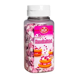 RUF Herzallerliebst Sugar Hearts, Edible Scatter Decoration in Heart Shape, Mini Scatter Hearts, Decorating Cakes & Cakes, Vegan & Gluten Free, 1 x 110 g