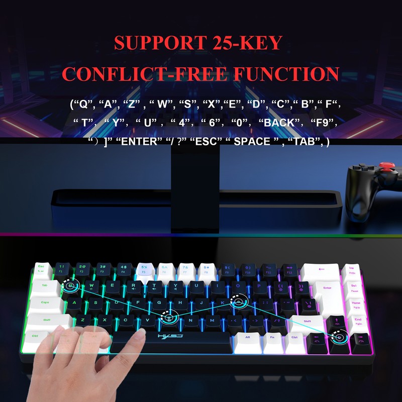 HXSJ V200 Wired K68 RGB Streamer Mini Gaming Keyboard 19-Key