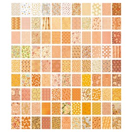 URROMA 100Pcs Sunset Flower Sea Diary Scrapbook Papers, Orange Tone Junk Journal Craft SuppliesVintage Decoupage Paper for Cardmaking Cardstock