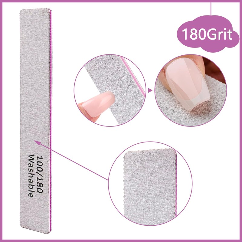 LNAUJS LNAUJS 3PCS Professional Reusable Double-Sided 100/180 Grit Washable Nail