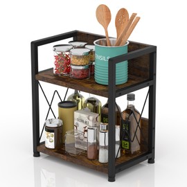 Aduanbang Coffee Bar Accessories Organizer, 2 Tier Wooden Kitchen Counter Shelf, Coffee Organizer Station for Countertop, Condiment Rack for Mugs, Cups, Cream, Syrup