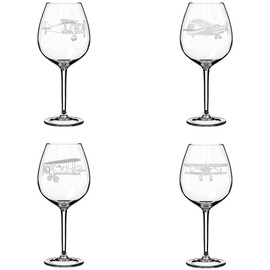 MIP Set of 4 Wine Glass Goblet Aviation Airplanes (20 oz Jumbo)