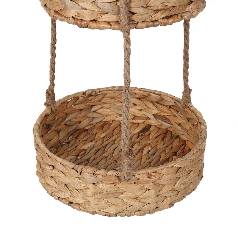 3 Tier Hanging Fruit Basket, Handmade Natural Water Hyacinth Wall