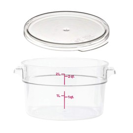 (1.9l with lid) - Cambro RFSCW2135 Camwear 1.9l Clear Round Food Storage Container with Cambro RFSCWC2135 Clear Round Lid