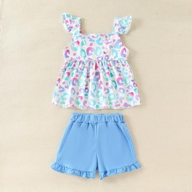 KIDLAGA Toddler Baby Girls Clothes Outfits Cute Print Bow Camisole Top and Shorts Summer Clothing Set