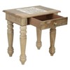 SAVON Wooden Side end Table Square White Paisely Carved